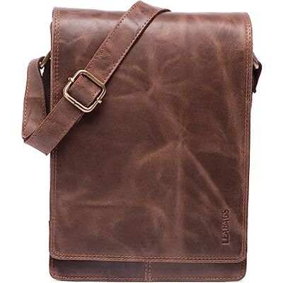 LEABAGS Sac bandoulière en cuir pour hommes et femmes Sac messager avec bandoulière Sac à bandoulière Sac de travail Sac de transport Sac à main Cuir véritable Cognac vintage - Publicité LEABAGS Sac bandoulière en cuir pour hommes et femmes Sac messager avec bandoulière Sac à bandoulière Sac de travail Sac de transport Sac à main Cuir véritable Cognac vintage - Publicité