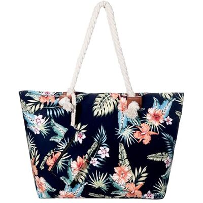 DonDon Grand sac de plage hydrofuge avec fermeture à glissière Sac shopping à bandoulière Hawaiian Flower - Publicité DonDon Grand sac de plage hydrofuge avec fermeture à glissière Sac shopping à bandoulière Hawaiian Flower - Publicité