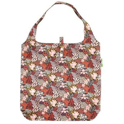ECO CHIC Sac fourre-tout léger pliable réutilisable résistant à l'eau, Mélange de fleurs rouges - Publicité ECO CHIC Sac fourre-tout léger pliable réutilisable résistant à l'eau, Mélange de fleurs rouges - Publicité