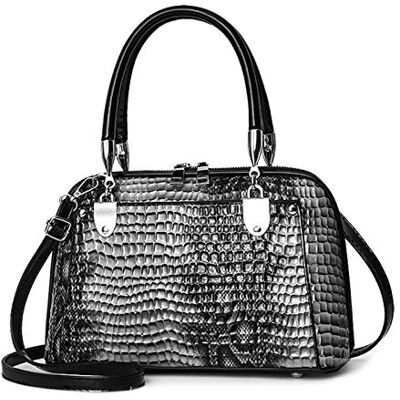 NICOLE & DORIS Femmes Sac à Main Rétro Sac à Bandoulière en Crocodile Sac Messenger en Cuir PU Sacs Portés épaule Classique Petit Cabas Gris foncé A - Publicité NICOLE & DORIS Femmes Sac à Main Rétro Sac à Bandoulière en Crocodile Sac Messenger en Cuir PU Sacs Portés épaule Classique Petit Cabas Gris foncé A - Publicité