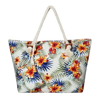 DonDon Grand sac de plage imperméable avec fermeture à glissière Sac shopping à bandoulière vie tropicale - Publicité DonDon Grand sac de plage imperméable avec fermeture à glissière Sac shopping à bandoulière vie tropicale - Publicité