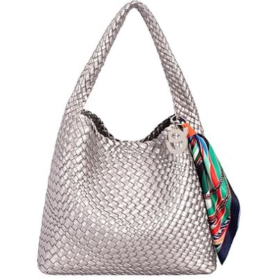David Jones Sac femme tressé à la main, sac cabas similicuir, porté épaule ou main, sac intérieur tissu, petit moyen grand format (Bronze Gilded-Moyen) - Publicité David Jones Sac femme tressé à la main, sac cabas similicuir, porté épaule ou main, sac intérieur tissu, petit moyen grand format (Bronze Gilded-Moyen) - Publicité