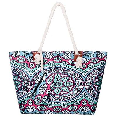 DonDon Grand sac de plage hydrofuge avec fermeture à glissière Sac shopping à bandoulière Indian Temple - Publicité DonDon Grand sac de plage hydrofuge avec fermeture à glissière Sac shopping à bandoulière Indian Temple - Publicité