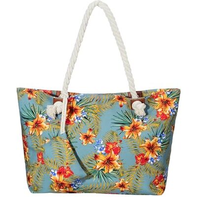 DonDon Grand Sac de Plage imperméable avec Fermeture à glissière Sac Shopping à bandoulière Tropical Vintage - Publicité DonDon Grand Sac de Plage imperméable avec Fermeture à glissière Sac Shopping à bandoulière Tropical Vintage - Publicité