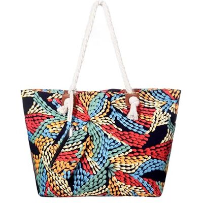 DonDon Grand sac de plage hydrofuge avec fermeture à glissière Sac shopping à bandoulière Monde Coloré - Publicité DonDon Grand sac de plage hydrofuge avec fermeture à glissière Sac shopping à bandoulière Monde Coloré - Publicité