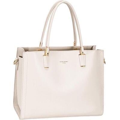 David Jones Sac Cabas Porté main Femme Ville Sac à main Similicuir Taille Grande 3 Compartiments Chic Elégant Pratique (Coconut Cream) - Publicité David Jones Sac Cabas Porté main Femme Ville Sac à main Similicuir Taille Grande 3 Compartiments Chic Elégant Pratique (Coconut Cream) - Publicité