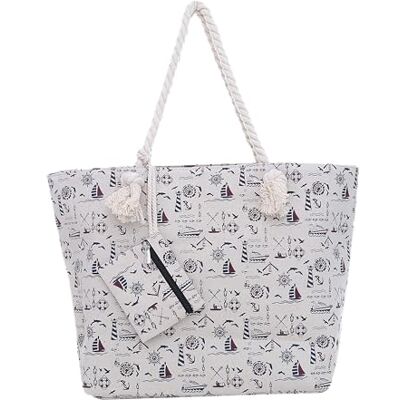 DonDon Sac de Plage Gros avec Fermeture à glissière 58 x 38 x 18 cm Style marinière Couleurs Naturelles Yacht Style - Publicité DonDon Sac de Plage Gros avec Fermeture à glissière 58 x 38 x 18 cm Style marinière Couleurs Naturelles Yacht Style - Publicité