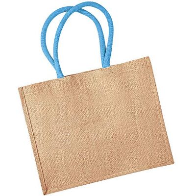 Westford Mill Jute Classique Client Dames Fourre-Tout Naturel Sac à Main Naturel/Bleu Surf - Publicité Westford Mill Jute Classique Client Dames Fourre-Tout Naturel Sac à Main Naturel/Bleu Surf - Publicité