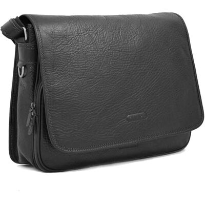 Katana Besace homme en cuir noir 37 x 28 x 11 cm Noir - Publicité Katana Besace homme en cuir noir 37 x 28 x 11 cm Noir - Publicité