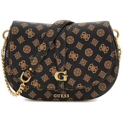 Guess Kuba Tri Compartment Flap Shoulder Bag Mocha Logo - Publicité Guess Kuba Tri Compartment Flap Shoulder Bag Mocha Logo - Publicité