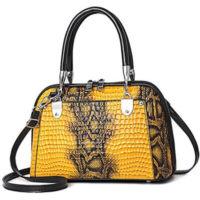 NICOLE & DORIS Femmes Sac à Main Rétro Sac à Bandoulière en Crocodile Sac Messenger en Cuir PU Sacs Portés épaule Classique Petit Cabas Jaune - Publicité NICOLE & DORIS Femmes Sac à Main Rétro Sac à Bandoulière en Crocodile Sac Messenger en Cuir PU Sacs Portés épaule Classique Petit Cabas Jaune - Publicité
