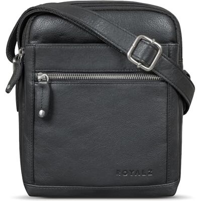 ROYALZ "Franklin Sac à bandoulière en cuir véritable pour homme petit format sacoche homme cuir avec de nombreux compartiments Mini sac au look vintage moderne - Publicité ROYALZ "Franklin Sac à bandoulière en cuir véritable pour homme petit format sacoche homme cuir avec de nombreux compartiments Mini sac au look vintage moderne - Publicité