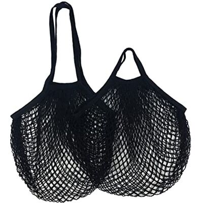 VIONNPPT Lot de 2 sacs en maille de coton Réutilisables Lavable Pour le shopping, les fruits, les légumes, Noir - Publicité VIONNPPT Lot de 2 sacs en maille de coton Réutilisables Lavable Pour le shopping, les fruits, les légumes, Noir - Publicité