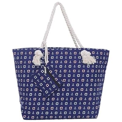 DonDon Sac de Plage Gros avec Fermeture à glissière 58 x 38 x 18 cm Style marinière Bleu - Publicité DonDon Sac de Plage Gros avec Fermeture à glissière 58 x 38 x 18 cm Style marinière Bleu - Publicité