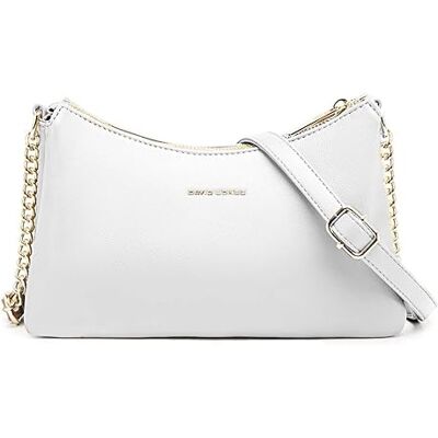David Jones Petit Sac Bandoulière Chaînes Plusieurs Compartiments Femme Simili Cuir PU 3 Soufflets Multipoche Pour Téléphone Blanc - Publicité David Jones Petit Sac Bandoulière Chaînes Plusieurs Compartiments Femme Simili Cuir PU 3 Soufflets Multipoche Pour Téléphone Blanc - Publicité