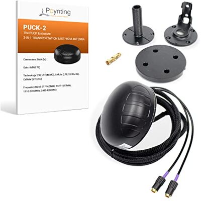 Poynting Puck-2 Antenne 2 en 1 de transport et M2M/IOT 5G 4G LTE MIMO 2X2 617-4200 MHz Noir - Publicité Poynting Puck-2 Antenne 2 en 1 de transport et M2M/IOT 5G 4G LTE MIMO 2X2 617-4200 MHz Noir - Publicité