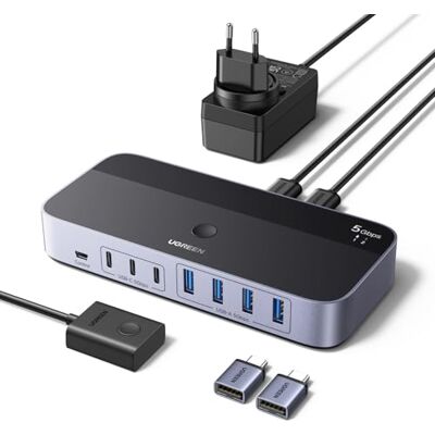 UGREEN Switch USB KVM Commutateur 2 PC Entrées Partagent 7 Sorties 5Gbps, Périphériques USB, pour Clavier, Souris, Disque Dur, Imprimante, Scanner, avec 2 Adaptateurs USBC et Secteur DC 12V 2A - Publicité UGREEN Switch USB KVM Commutateur 2 PC Entrées Partagent 7 Sorties 5Gbps, Périphériques USB, pour Clavier, Souris, Disque Dur, Imprimante, Scanner, avec 2 Adaptateurs USBC et Secteur DC 12V 2A - Publicité