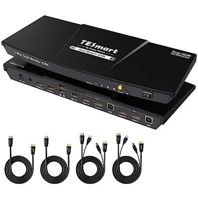 TESmart Commutateur KVM HDMI 2 PC 2 écrans 4K@60Hz KVM Switch Dual Monitor 2 ports mode étendu émulation EDID audio L/R raccourcis clavier Upgraded K&M Compatibility with 4 câbles d'entrée - Publicité TESmart Commutateur KVM HDMI 2 PC 2 écrans 4K@60Hz KVM Switch Dual Monitor 2 ports mode étendu émulation EDID audio L/R raccourcis clavier Upgraded K&M Compatibility with 4 câbles d'entrée - Publicité