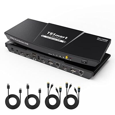 TESmart Commutateur KVM DisplayPort + HDMI 2 PC 2 écrans 4K@60Hz KVM Dual Monitor 2 ports mode étendu émulation EDID USB 2.0 audio L/R raccourcis clavier - Publicité TESmart Commutateur KVM DisplayPort + HDMI 2 PC 2 écrans 4K@60Hz KVM Dual Monitor 2 ports mode étendu émulation EDID USB 2.0 audio L/R raccourcis clavier - Publicité