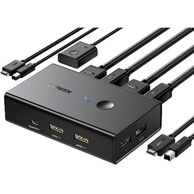 UGREEN KVM HDMI Switch 4K 60Hz 2 Entrées 1 Sortie Commutateur KVM Switch HDMI USB 2 PC Partagent 1 Écran et 4 Ports USB2.0 pour Clavier Souris Imprimante Clé USB HDD avec Contrôle de Bureau - Publicité UGREEN KVM HDMI Switch 4K 60Hz 2 Entrées 1 Sortie Commutateur KVM Switch HDMI USB 2 PC Partagent 1 Écran et 4 Ports USB2.0 pour Clavier Souris Imprimante Clé USB HDD avec Contrôle de Bureau - Publicité