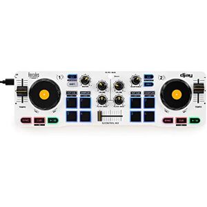 Hercules DJControl Mix – Contrôleur DJ Bluetooth sans fil pour Smartphones (iOS/Android) – Inclus Application djay, Support Mobile et Câble Splitter Audio – Ultra-compact & Portable – Blanc - Publicité Hercules DJControl Mix – Contrôleur DJ Bluetooth sans fil pour Smartphones (iOS/Android) – Inclus Application djay, Support Mobile et Câble Splitter Audio – Ultra-compact & Portable – Blanc - Publicité