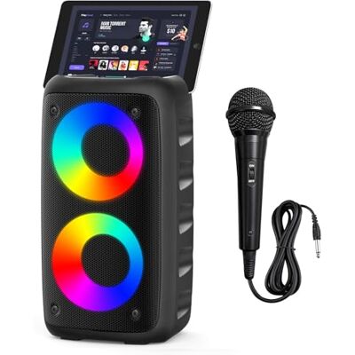 Xjahwr Haut-parleur Bluetooth portable, machine de karaoké pour adultes et enfants, avec lumières puissantes, grand haut-parleur Bluetooth, système de haut-parleurs Dj/PA rechargeable avec carte TF, - Publicité Xjahwr Haut-parleur Bluetooth portable, machine de karaoké pour adultes et enfants, avec lumières puissantes, grand haut-parleur Bluetooth, système de haut-parleurs Dj/PA rechargeable avec carte TF, - Publicité