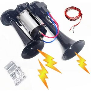YIYIDA Corne de voiture Klaxon de voiture double tube Car Horn 12V Trompette d'air D'alarme Haut parleurs argent noir combiné haute basse Trompette électrique Air Horn pour 12V Bateau voiture etc - Publicité YIYIDA Corne de voiture Klaxon de voiture double tube Car Horn 12V Trompette d'air D'alarme Haut parleurs argent noir combiné haute basse Trompette électrique Air Horn pour 12V Bateau voiture etc - Publicité