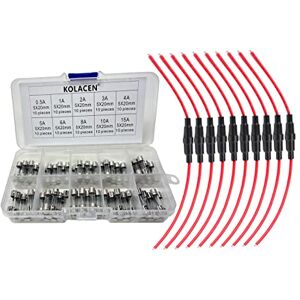 KOLACEN support de fusible pour véhicule automobile à vis en ligne 5x20mm AGC 16 fils 10 fils + pièces rapides + fusibles pour tubes de verre à soufflage rapide 5 x 20 mm (paquet de 100) - Publicité KOLACEN support de fusible pour véhicule automobile à vis en ligne 5x20mm AGC 16 fils 10 fils + pièces rapides + fusibles pour tubes de verre à soufflage rapide 5 x 20 mm (paquet de 100) - Publicité