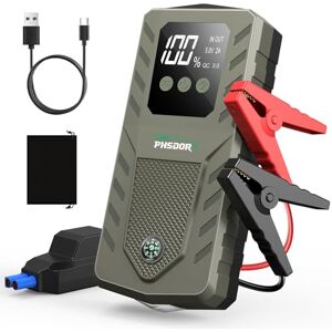 PHSDOR 6000A Booster Batterie Voiture, 20000mAh Booster de Batterie (10L Gaz/8L Diesel), 12V Démarreur Batterie Voiture, Jump Starter avec Lumière LED - Publicité PHSDOR 6000A Booster Batterie Voiture, 20000mAh Booster de Batterie (10L Gaz/8L Diesel), 12V Démarreur Batterie Voiture, Jump Starter avec Lumière LED - Publicité