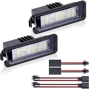 URAQT LED Éclairage Plaque D'immatriculation, 2pcs 12v 6500K 18SMD Imperméable Auto Ampoules Super Brillant CanBus Sans Erreur Xénon Blanc pour V-W New Beetle Eos Golf/GTI (MK4, MK5, MK6) Lapin - Publicité