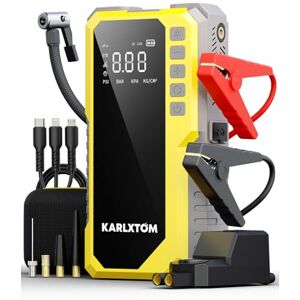 Karlxtom Booster Batterie Voiture avec 190 PSI Gonfleur, 12V Booster Voiture Puissant(Tous Gaz ou 10L Diesel), Écran LCD, 500LM Eclairage de Secours, Banque d'alimentation - Publicité Karlxtom Booster Batterie Voiture avec 190 PSI Gonfleur, 12V Booster Voiture Puissant(Tous Gaz ou 10L Diesel), Écran LCD, 500LM Eclairage de Secours, Banque d'alimentation - Publicité