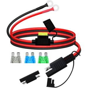 YINGAYOU Connecteur SAE Batterie Moto 10AWG 30A SAE vers O Ring 8mm 12V 24V avec Fusibles pour Moto, Solar Panel, Voiture, Bateau (10AWG + Fusible, 1 m) - Publicité YINGAYOU Connecteur SAE Batterie Moto 10AWG 30A SAE vers O Ring 8mm 12V 24V avec Fusibles pour Moto, Solar Panel, Voiture, Bateau (10AWG + Fusible, 1 m) - Publicité