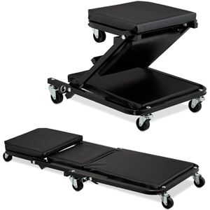 Relaxdays Tabouret d'atelier 2 en 1, Chariot de mécanicien, Roues pivotantes à 360°, siège Garage, 150 kg, Acier, Noir - Publicité Relaxdays Tabouret d'atelier 2 en 1, Chariot de mécanicien, Roues pivotantes à 360°, siège Garage, 150 kg, Acier, Noir - Publicité
