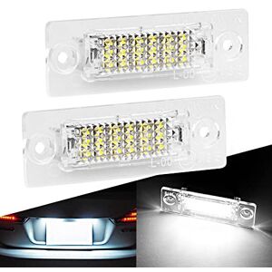 Maimiao LED Éclairage plaque immatriculation (2 pièces) CanBus Pas d'erreur 18 SMD 6000K xénon blanc Feux arrière pour VW Caddy Mk3 Golf Mk5 Passat B5.5/B6 Touran Mk1 Transporter T5 Kaidi Mk3 - Publicité