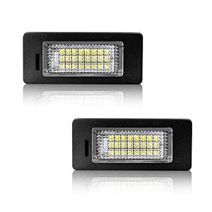 Safego LED Éclairage de plaque d'immatriculation Auto Ampoules Super Brillant 6000K Xénon Blanc 24 SMD Feux arrière pour E39/E46/E60/E70/E90/E91/E92/E93/F10 etc, 2 pièces, 1 an de Garantie - Publicité