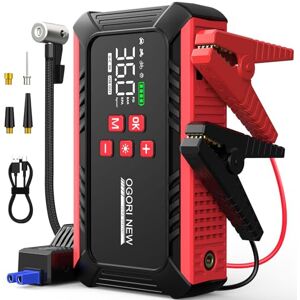 OGORI NEW 7000A Jump Starter with Air Compressor, 21800mAh Car Battery Jump Starter (All Gas/16.0L Diesel) with 150PSI Auto-Shutoff Tire Inflator, 12V Portable Jump Box with Booster, Jumper Cables - Publicité OGORI NEW 7000A Jump Starter with Air Compressor, 21800mAh Car Battery Jump Starter (All Gas/16.0L Diesel) with 150PSI Auto-Shutoff Tire Inflator, 12V Portable Jump Box with Booster, Jumper Cables - Publicité