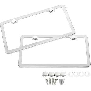 SunplusTrade Lot de 2 Cadres de Plaque d'immatriculation en Acier Inoxydable Poli + Bouchons à vis chromé Argenté - Publicité SunplusTrade Lot de 2 Cadres de Plaque d'immatriculation en Acier Inoxydable Poli + Bouchons à vis chromé Argenté - Publicité