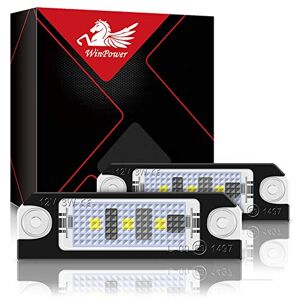 WinPower LED éclairage de plaque d'immatriculation 3 SMD éclairage de plaque d'immatriculation Led 6000K blanc xénon avec Canbus sans erreur Compatible avec Golf4 Golf5 Lupo Polo 9N, 2 pièces - Publicité