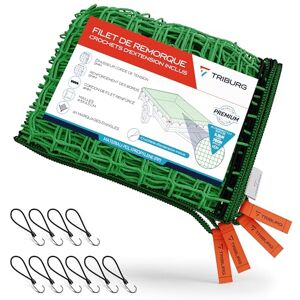 TRIBURG Filet de remorque 2,5x3,5 INCL. 10x Crochets extenseurs Filet de remorque avec marquage des Coins et renforcement des Bords INCL. 10x tendeurs en Caoutchouc avec Crochet - Publicité TRIBURG Filet de remorque 2,5x3,5 INCL. 10x Crochets extenseurs Filet de remorque avec marquage des Coins et renforcement des Bords INCL. 10x tendeurs en Caoutchouc avec Crochet - Publicité