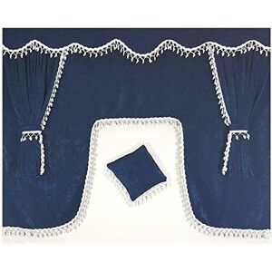 Sertplas Rideaux pour camions Convient pour toutes les marques de camions Décoration d'intérieur Blanc Pompons Bleu - Publicité Sertplas Rideaux pour camions Convient pour toutes les marques de camions Décoration d'intérieur Blanc Pompons Bleu - Publicité