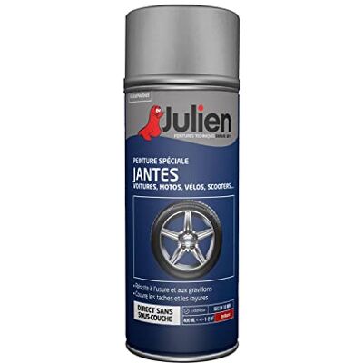 Julien Peinture Aérosol Special pour Jantes Voitures et 2 roues Gris Alu Brillant 400ml - Publicité Julien Peinture Aérosol Special pour Jantes Voitures et 2 roues Gris Alu Brillant 400ml - Publicité