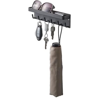 YAMAZAKI 2755 SMART Key Hooks with Tray, black, Steel, 24.5 x 4.5 x 6 cm - Publicité YAMAZAKI 2755 SMART Key Hooks with Tray, black, Steel, 24.5 x 4.5 x 6 cm - Publicité