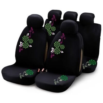 Bottari 29012 Housses de Siège Auto - Motif Floral, 9 Pièces, Noir - Publicité Bottari 29012 Housses de Siège Auto - Motif Floral, 9 Pièces, Noir - Publicité