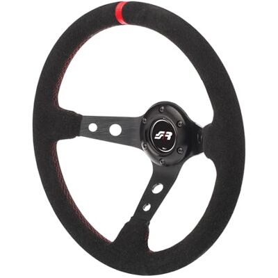 Simoni Racing Volant Universel Pitlane Suède Noir + Couture Rouge Diamètre 350mm - Publicité Simoni Racing Volant Universel Pitlane Suède Noir + Couture Rouge Diamètre 350mm - Publicité