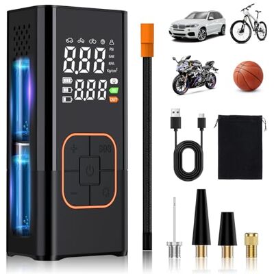 OHFAMO Compresseur de Gonflage Pneus Portable 150 PSI 7.4V – Pompe à Air sans Fil Digitale avec Batterie 1800mAh×2, Pression Préréglée, Arrêt Automatique et LED pour Voiture Moto Vélo Ballons - Publicité OHFAMO Compresseur de Gonflage Pneus Portable 150 PSI 7.4V – Pompe à Air sans Fil Digitale avec Batterie 1800mAh×2, Pression Préréglée, Arrêt Automatique et LED pour Voiture Moto Vélo Ballons - Publicité