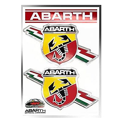 Abarth 4R Quattroerre.it Autocollants Boucliers Foudre, Lot de 2, 94 x 131 mm - Publicité Abarth 4R Quattroerre.it Autocollants Boucliers Foudre, Lot de 2, 94 x 131 mm - Publicité