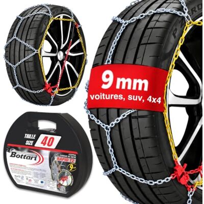 Bottari T2 Chaînes à neige - Installation facile, Sécurité testée, Compatible avec ABS/ESP - Chaînes à neige - Publicité Bottari T2 Chaînes à neige - Installation facile, Sécurité testée, Compatible avec ABS/ESP - Chaînes à neige - Publicité