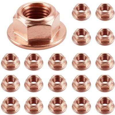 HIAHXC Lot de 20 écrous d'échappement M8 hexagonaux, en laiton, en cuivre, écrous en cuivre autobloquants, écrous de collecteur d'échappement, écrous de collecteur d'échappement de voiture, boulons de tête - Publicité HIAHXC Lot de 20 écrous d'échappement M8 hexagonaux, en laiton, en cuivre, écrous en cuivre autobloquants, écrous de collecteur d'échappement, écrous de collecteur d'échappement de voiture, boulons de tête - Publicité