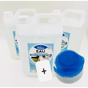 PHEBUS Lot de 3 bidons de 5 litres d'eau déminéralisée à 100%, idéale pour Appareils Ménagers (fer à repasser) et Industriels - Publicité PHEBUS Lot de 3 bidons de 5 litres d'eau déminéralisée à 100%, idéale pour Appareils Ménagers (fer à repasser) et Industriels - Publicité