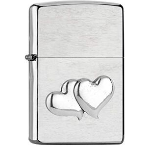 Zippo Briquet tempête, emblème mini double cœur, chrome brossé, rechargeable, réutilisable, coupe-vent, boîte cadeau, fabriqué aux États-Unis - Publicité Zippo Briquet tempête, emblème mini double cœur, chrome brossé, rechargeable, réutilisable, coupe-vent, boîte cadeau, fabriqué aux États-Unis - Publicité